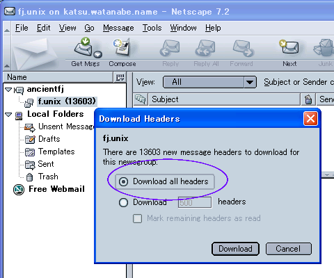 download headers dialog